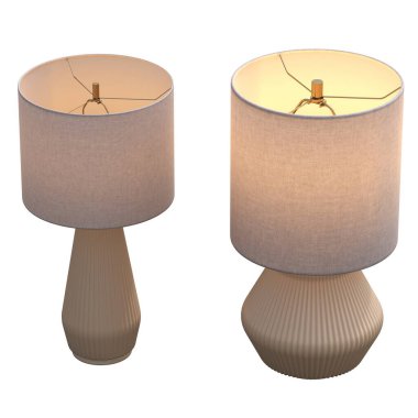 Beyaz arka planda izole edilmiş iki modern lamba seti