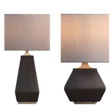 Beyaz arka planda izole edilmiş iki modern lamba seti