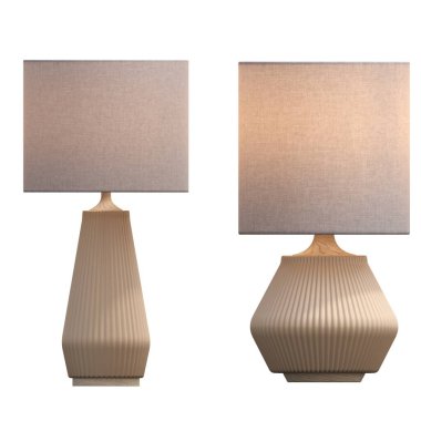 Beyaz arka planda izole edilmiş iki modern lamba seti