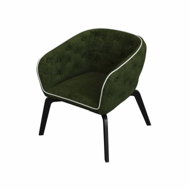 Beyaz arka planda izole edilmiş koltuk, iç mobilyalar, 3 boyutlu illüstrasyon