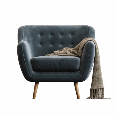 Beyaz arka planda izole edilmiş koltuk, iç mobilyalar, 3 boyutlu illüstrasyon