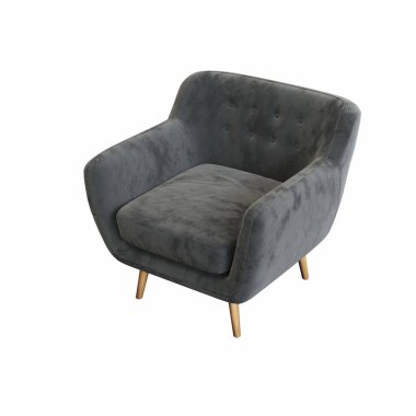 Beyaz arka planda izole edilmiş koltuk, iç mobilyalar, 3 boyutlu illüstrasyon