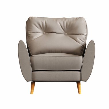 Beyaz arka planda izole edilmiş koltuk, iç mobilyalar, 3 boyutlu illüstrasyon