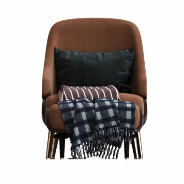 Beyaz arka planda izole edilmiş koltuk, iç mobilyalar, 3 boyutlu illüstrasyon