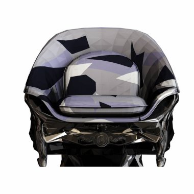 Beyaz arka planda izole edilmiş koltuk, iç mobilyalar, 3 boyutlu illüstrasyon