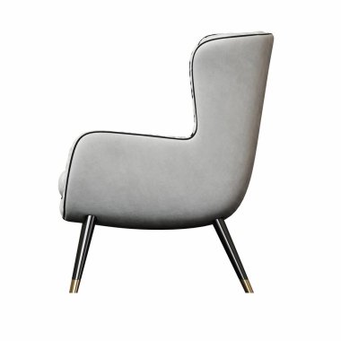 Beyaz arka planda izole edilmiş koltuk, iç mobilyalar, 3 boyutlu illüstrasyon