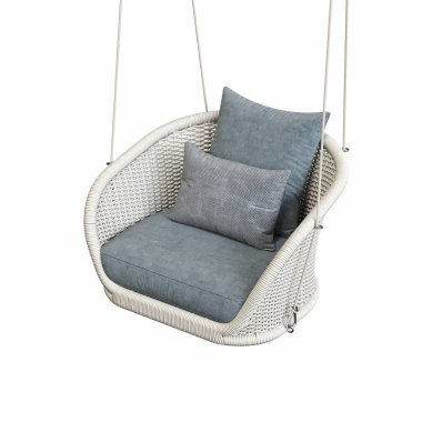 Beyaz arka planda izole edilmiş koltuk, iç mobilyalar, 3 boyutlu illüstrasyon