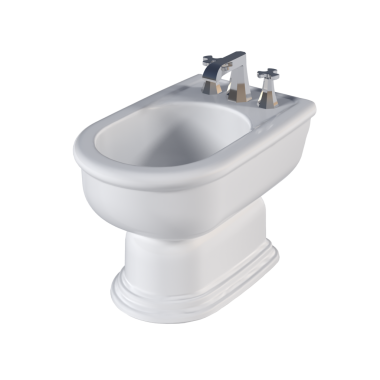 Lavabo tavası beyaz arka plan, bidet, 3D illüstrasyon ve CG canlandırma izole