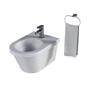 Lavabo tavası beyaz arka plan, bidet, 3D illüstrasyon ve CG canlandırma izole