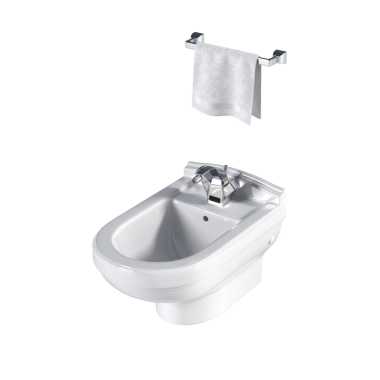 Lavabo tavası beyaz arka plan, bidet, 3D illüstrasyon ve CG canlandırma izole