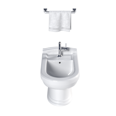 Lavabo tavası beyaz arka plan, bidet, 3D illüstrasyon ve CG canlandırma izole