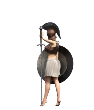 Savaşçı kadın karakter, 3D canlandırma, illüstrasyon