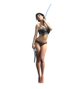 Savaşçı kadın karakter, 3D canlandırma, illüstrasyon