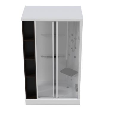 duş kabini, beyaz arka planda gerçekçi 3D illüstrasyon 