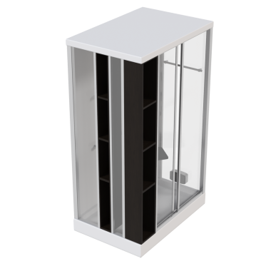 duş kabini, beyaz arka planda gerçekçi 3D illüstrasyon 