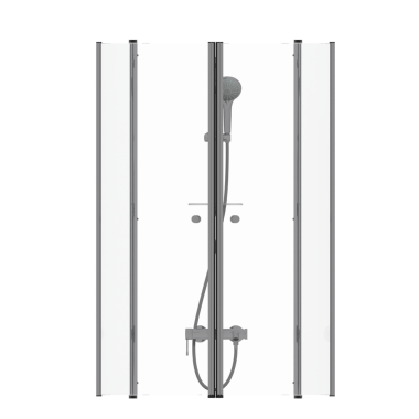 duş kabini, beyaz arka planda gerçekçi 3D illüstrasyon 