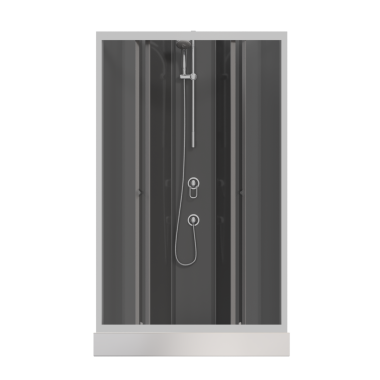 duş kabini, beyaz arka planda gerçekçi 3D illüstrasyon 