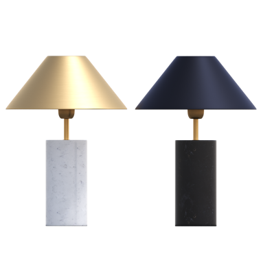 Beyaz arkaplanda izole edilmiş 3D masa lambaları koleksiyonu