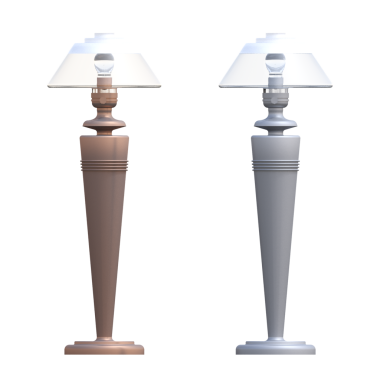 Beyaz arkaplanda izole edilmiş 3D masa lambaları koleksiyonu