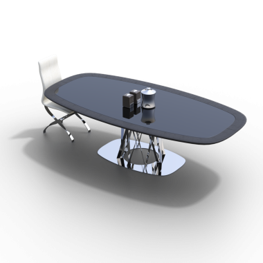 Masa ve sandalye beyaz arka planda, mobilyaların gerçekçi 3D sunumu