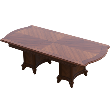 Beyaz arka planda ahşap masa, mobilyaların 3 boyutlu gerçekçi tasarımı