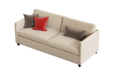 Beyaz arka planda izole edilmiş 3d konforlu kanepe