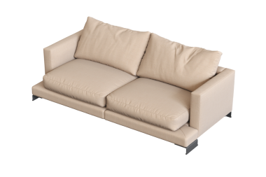 Beyaz arka planda izole edilmiş 3d konforlu kanepe