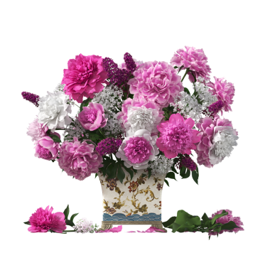 decorative flowers and plants for the interior, isolated on white background, 3D illustration, cg render