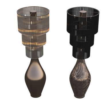 Beyaz arkaplanda izole edilmiş zemin lambaları dizisi, 3 boyutlu görüntüleme 