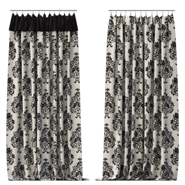 perde beyaz arkaplanda izole edildi, iç tasarım, 3 boyutlu illüstrasyon, cg canlandırma