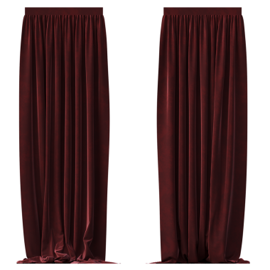 perde beyaz arkaplanda izole edildi, iç tasarım, 3 boyutlu illüstrasyon, cg canlandırma