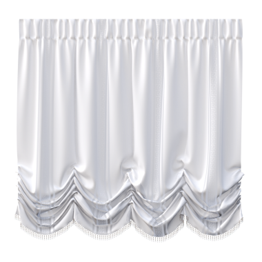 perde beyaz arkaplanda izole edildi, iç tasarım, 3 boyutlu illüstrasyon, cg canlandırma