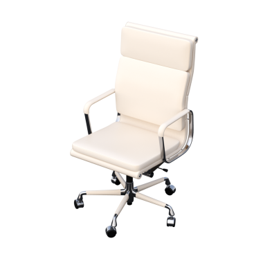 Ofis sandalyesi, beyaz arka planda izole edilmiş 3 boyutlu gerçekçi mobilya tasarımı
