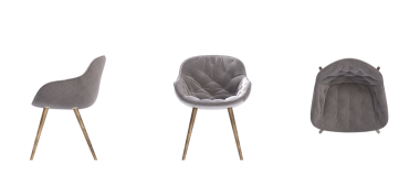 Sandalye seti, beyaz arka planda izole edilmiş 3 boyutlu gerçekçi mobilya tasarımı