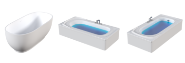 Küvet seti, beyaz arka planda gerçekçi 3D görüntüleme