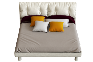 Beyaz arka planda izole yatak, iç mobilya, 3 boyutlu illüstrasyon, cg canlandırma