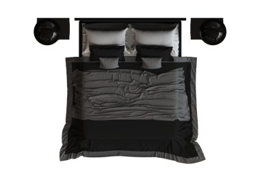 Beyaz arka planda izole yatak, iç mobilya, 3 boyutlu illüstrasyon, cg canlandırma