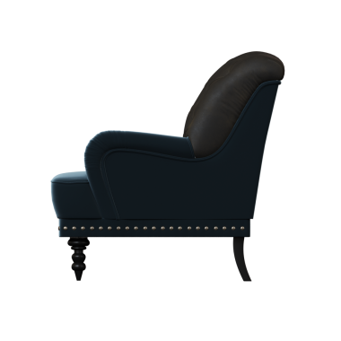 Koyu mavi koltuk beyaz arkaplanda izole edilmiş, 3D görüntüleme