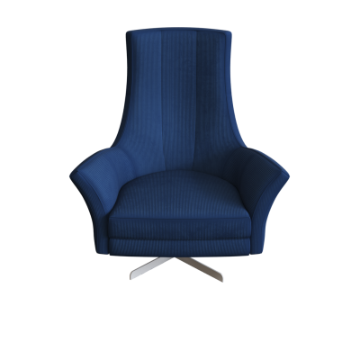 Koyu mavi koltuk beyaz arkaplanda izole edilmiş, 3D görüntüleme