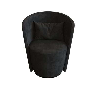 Siyah koltuk beyaz arkaplanda izole edilmiş, 3 boyutlu görüntüleme