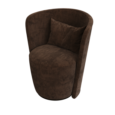 Beyaz arka planda yastıklı kahverengi koltuk, üç boyutlu görüntüleme