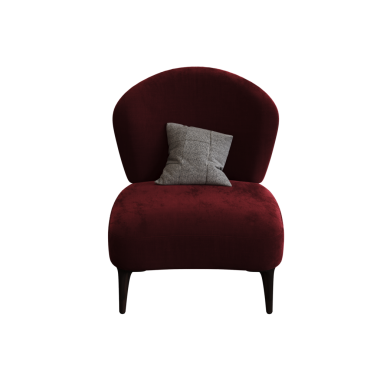 Beyaz arka planda izole edilmiş gri yastıklı bordo renkli koltuk.