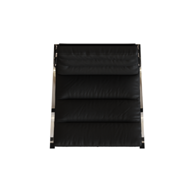 Siyah koltuk beyaz arkaplanda izole edilmiş, 3 boyutlu görüntüleme