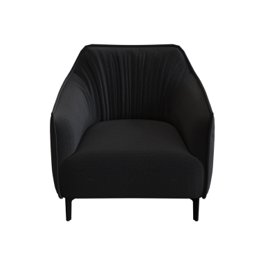 Siyah koltuk beyaz arkaplanda izole edilmiş, 3 boyutlu görüntüleme