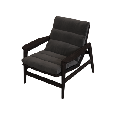 Siyah koltuk beyaz arkaplanda izole edilmiş, 3 boyutlu görüntüleme