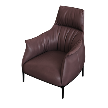 Kahverengi deri koltuk beyaz arka planda izole edilmiş, 3D görüntüleme