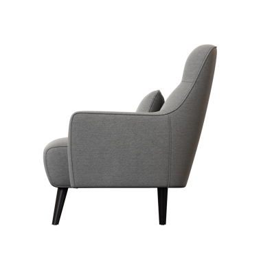 Beyaz arkaplanda izole edilmiş gri koltuk, 3 boyutlu görüntüleme