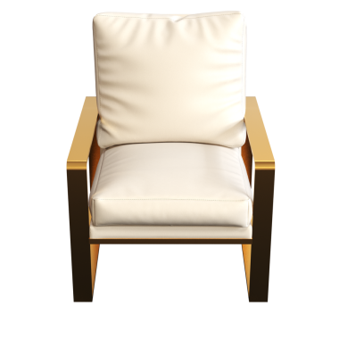 beyaz arkaplanda izole edilmiş bej koltuk, üç boyutlu görüntüleme