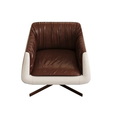 Beyaz arka planda izole edilmiş deri koltuk, 3 boyutlu görüntüleme