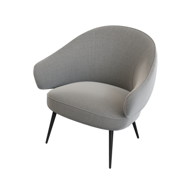 Beyaz arkaplanda izole edilmiş gri koltuk, 3 boyutlu görüntüleme